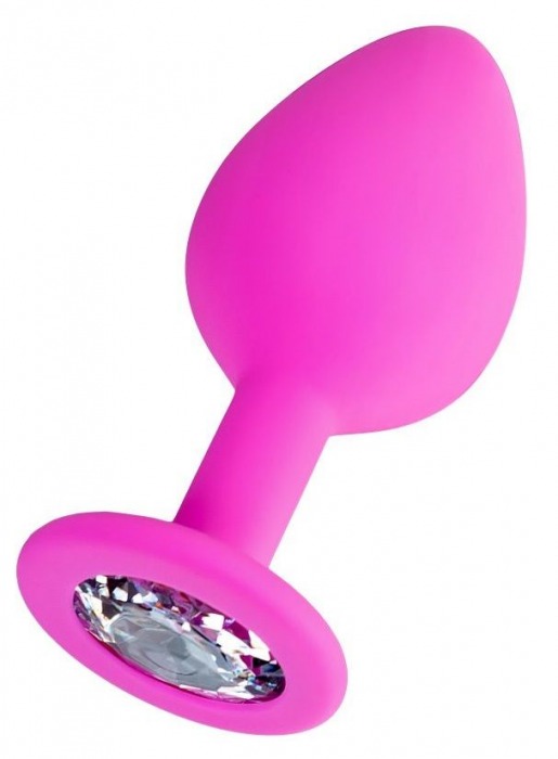 Розовая анальная втулка Brilliant с прозрачным кристаллом - 7 см. - ToyFa - купить с доставкой в Домодедово