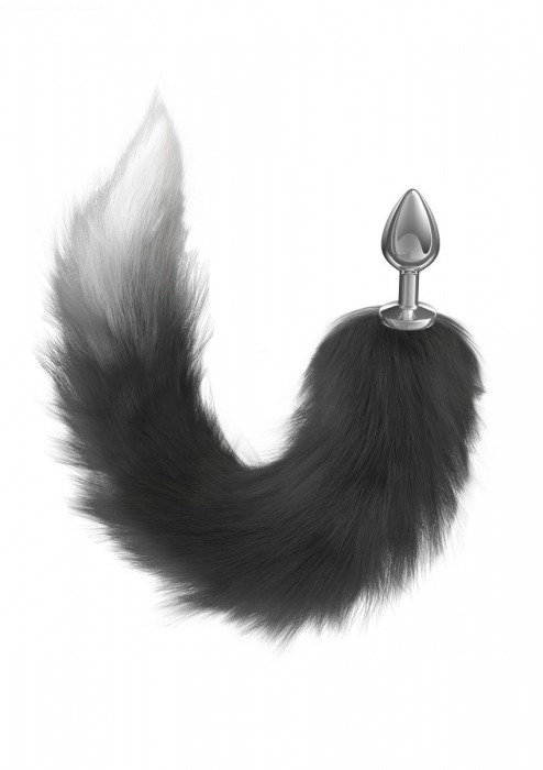 Серебристая анальная пробка с черным хвостом Galaxy - Lola Games - купить с доставкой в Домодедово