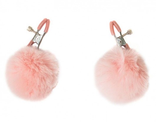 Зажимы на соски Angelic с розовыми меховыми шариками - Lola Games - купить с доставкой в Домодедово