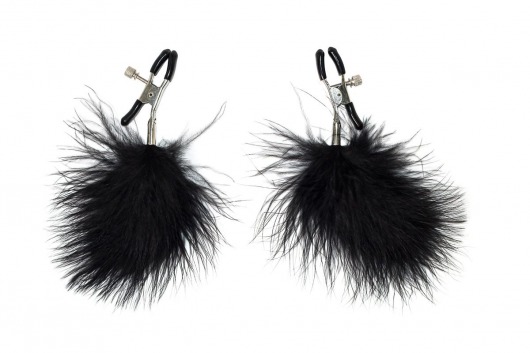 Зажимы на соски с черным пухом Euphoric - Lola Games - купить с доставкой в Домодедово