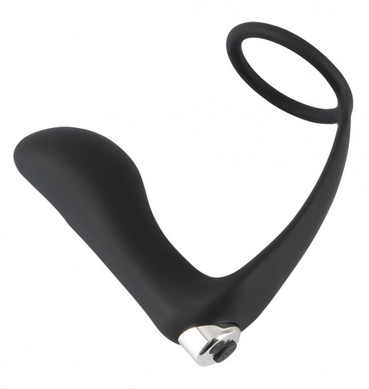 Черное эрекционное кольцо с анальной вибропробкой Vibrating Ring   Plug - Orion - в Домодедово купить с доставкой