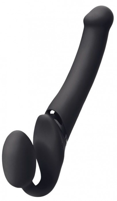 Черный безремневой вибрострапон Silicone Bendable Strap-On M - Strap-on-me - купить с доставкой в Домодедово