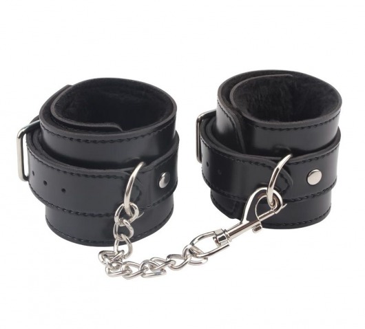 Черные оковы на ноги Obey Me Leather Ankle Cuffs - Chisa - купить с доставкой в Домодедово