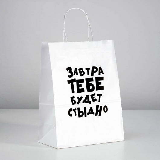 Подарочный пакет  Завтра тебе будет стыдно  - 30 х 24 см. - UPAK LAND - купить с доставкой в Домодедово
