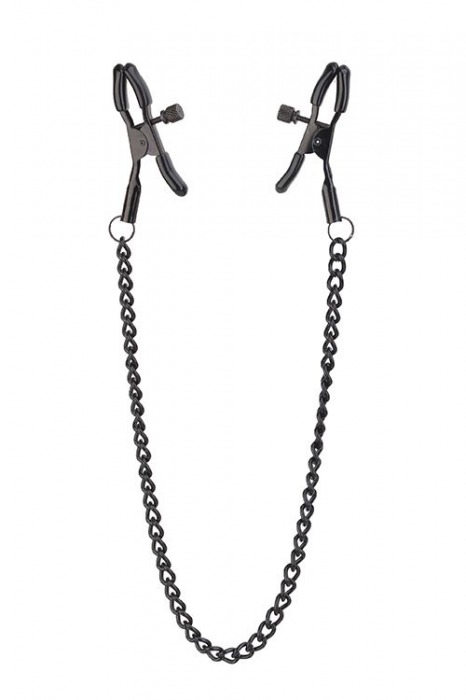 Черные зажимы на соски на цепочке BLAZE DELUXE NIPPLE CLAMPS - Dream Toys - купить с доставкой в Домодедово