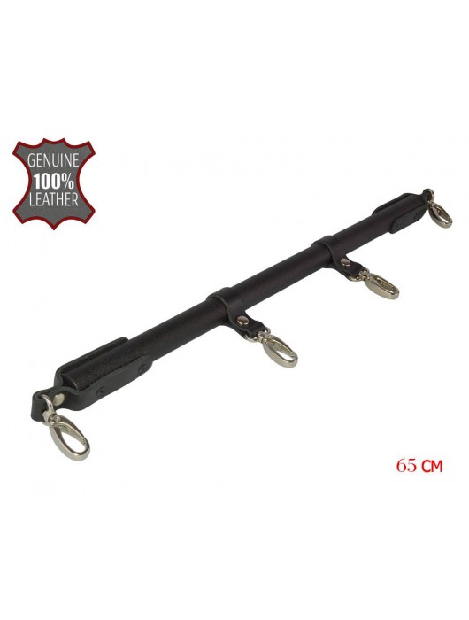 Черная металлическая распорка с кожаными ремешками и карабинами - 65 см. - Sitabella - купить с доставкой в Домодедово