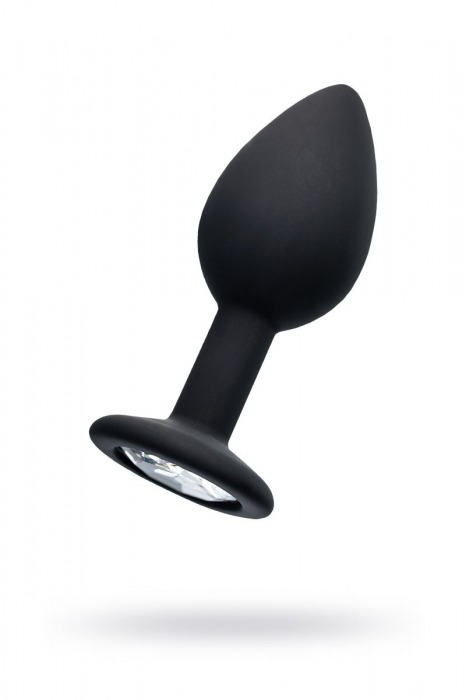 Черная анальная втулка с прозрачным стразом - 7,2 см. - POPO Pleasure - купить с доставкой в Домодедово