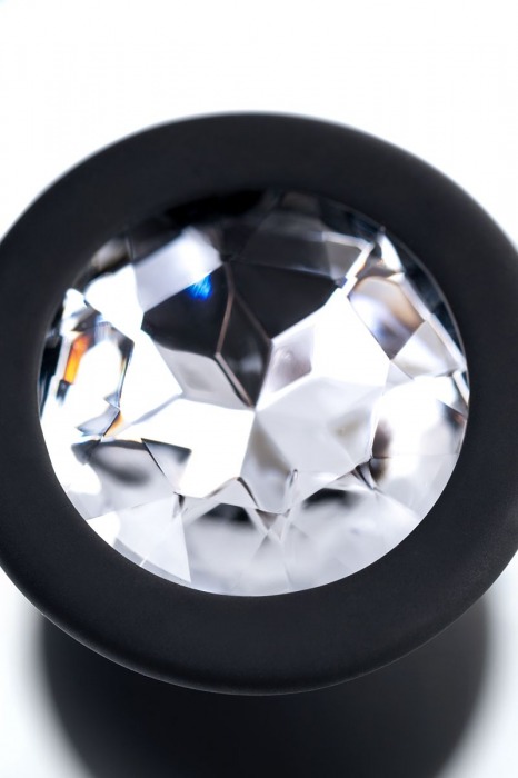 Черная анальная втулка с прозрачным стразом - 7,2 см. - POPO Pleasure - купить с доставкой в Домодедово