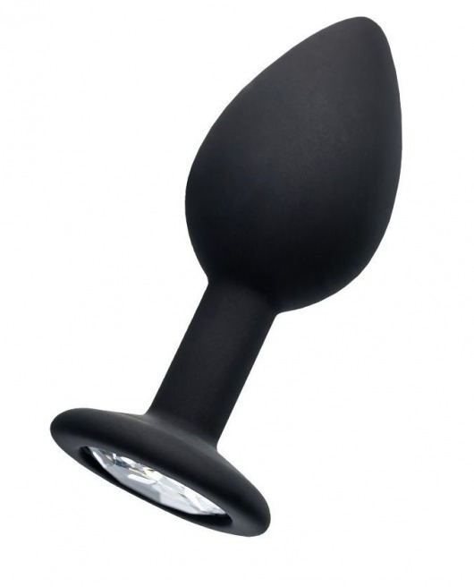 Черная анальная втулка с прозрачным стразом - 7,2 см. - POPO Pleasure - купить с доставкой в Домодедово