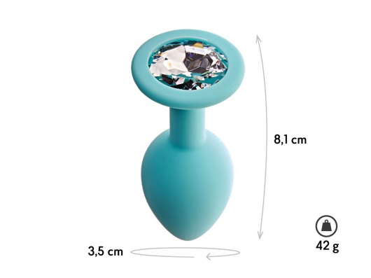 Аквамариновая анальная пробка с прозрачным кристаллом Gamma M - 8,1 см. - Le Frivole - купить с доставкой в Домодедово