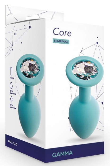 Аквамариновая анальная пробка с прозрачным кристаллом Gamma M - 8,1 см. - Le Frivole - купить с доставкой в Домодедово