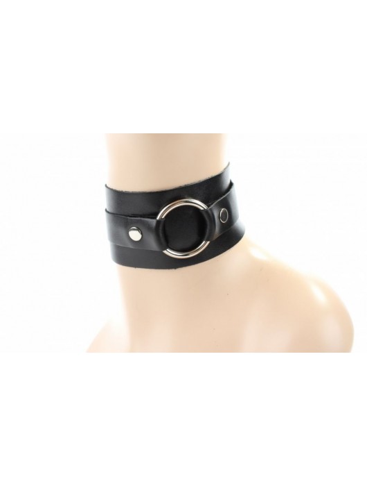 Классический широкий чокер с кольцом - БДСМ Арсенал - купить с доставкой в Домодедово