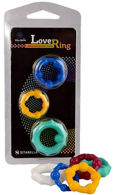 Набор из 3 цветных эрекционных колец Love Ring - Sitabella - в Домодедово купить с доставкой