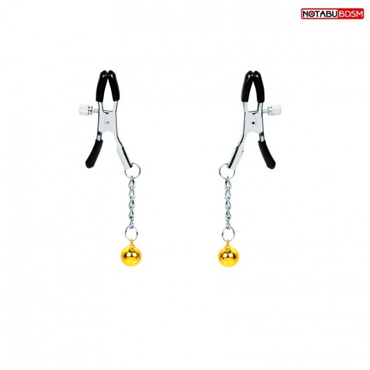 Оригинальные зажимы на соски с желтыми шариками - Notabu - купить с доставкой в Домодедово