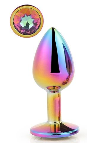 Голографическая анальная втулка с радужным кристаллом - 7,1 см. - Dream Toys - купить с доставкой в Домодедово