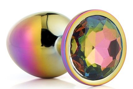 Голографическая анальная втулка с радужным кристаллом - 7,1 см. - Dream Toys - купить с доставкой в Домодедово