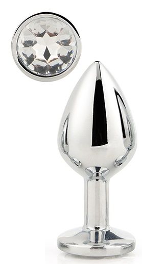 Серебристая анальная втулка с прозрачным кристаллом - 7,1 см. - Dream Toys - купить с доставкой в Домодедово