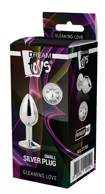 Серебристая анальная втулка с прозрачным кристаллом - 7,1 см. - Dream Toys - купить с доставкой в Домодедово