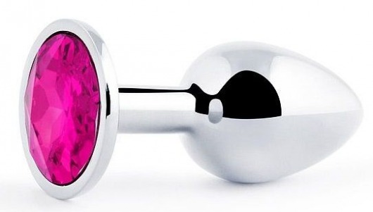 Серебристая анальная пробка с малиновым кристаллом - 7,2 см. - Anal Jewelry Plug - купить с доставкой в Домодедово