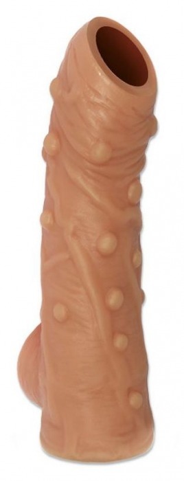 Телесная насадка с пупырышками и открытой головкой Nude Sleeve L - 14 см. - KOKOS - в Домодедово купить с доставкой