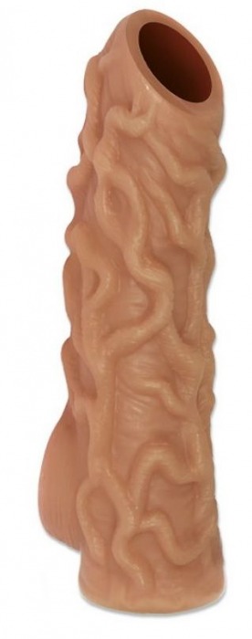 Телесная насадка с венками и открытой головкой Nude Sleeve M - 12 см. - KOKOS - в Домодедово купить с доставкой