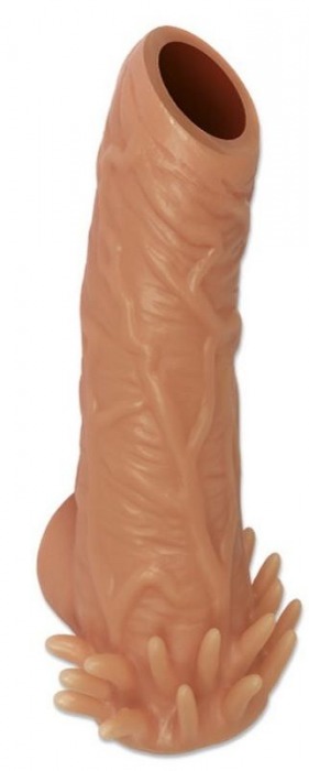 Телесная насадка с усиками и открытой головкой Nude Sleeve L - 14 см. - KOKOS - в Домодедово купить с доставкой