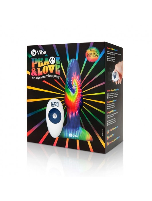 Разноцветная анальная пробка с эффектом римминга Peace   Love Tie-Dye - 15,2 см. - b-Vibe