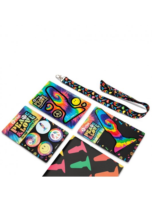 Разноцветная анальная пробка с эффектом римминга Peace   Love Tie-Dye - 15,2 см. - b-Vibe