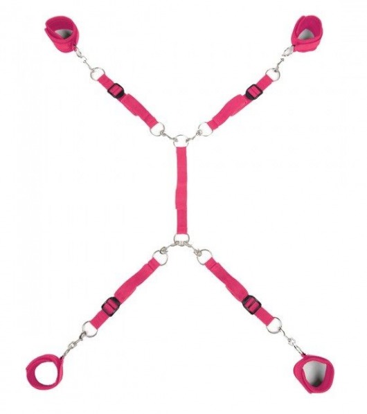 Ярко-розовый набор фиксаций на кровати Classic Bed Spreader - Lux Fetish - купить с доставкой в Домодедово