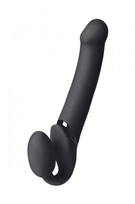 Черный безремневой вибрострапон Vibrating Bendable Strap-On L - Strap-on-me - купить с доставкой в Домодедово