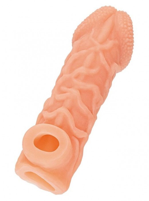 Телесная закрытая насадка с венками Cock Sleeve Size L - 17,6 см. - KOKOS - в Домодедово купить с доставкой