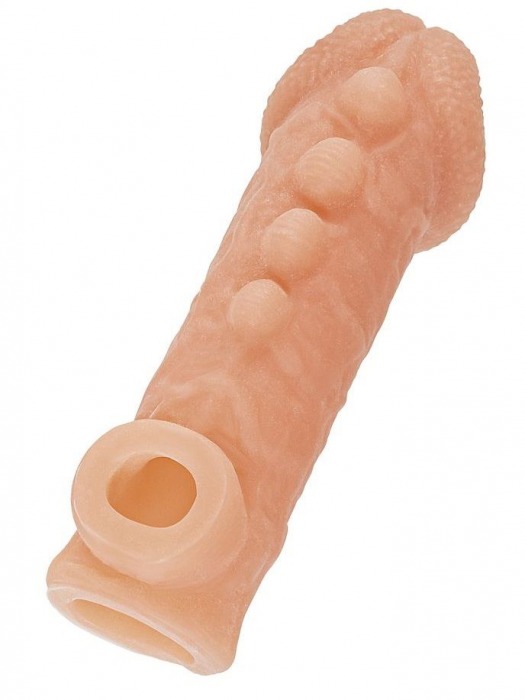 Телесная закрытая насадка с шишечками Cock Sleeve Size L - 17,6 см. - KOKOS - в Домодедово купить с доставкой
