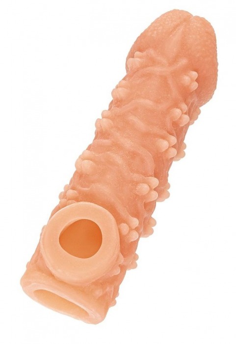 Телесная закрытая насадка с пучками шишечек Cock Sleeve Size M - 15,6 см. - KOKOS - в Домодедово купить с доставкой