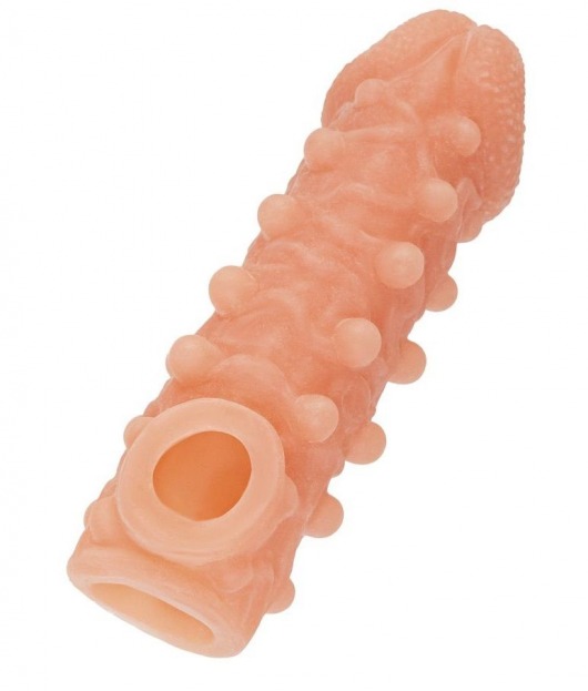 Телесная закрытая насадка с шариками Cock Sleeve Size L - 17,6 см. - KOKOS - в Домодедово купить с доставкой