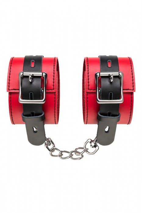 Красно-черные оковы на ноги из кожи - ToyFa - купить с доставкой в Домодедово