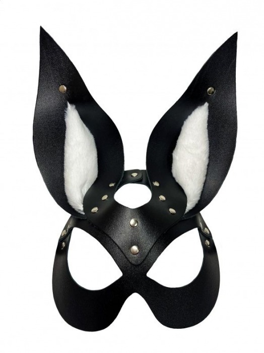 Черная маска зайки с белым мехом на ушках Miss Bunny - БДСМ Арсенал - купить с доставкой в Домодедово