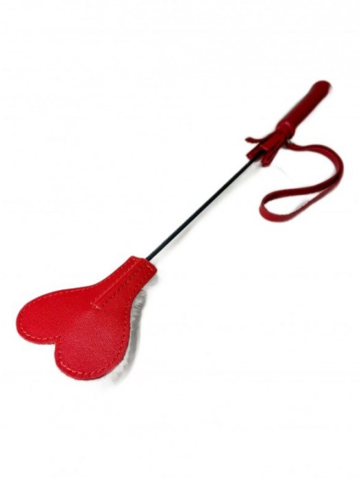 Красно-белый кожаный мини-стек - 36 см. - БДСМ Арсенал - купить с доставкой в Домодедово