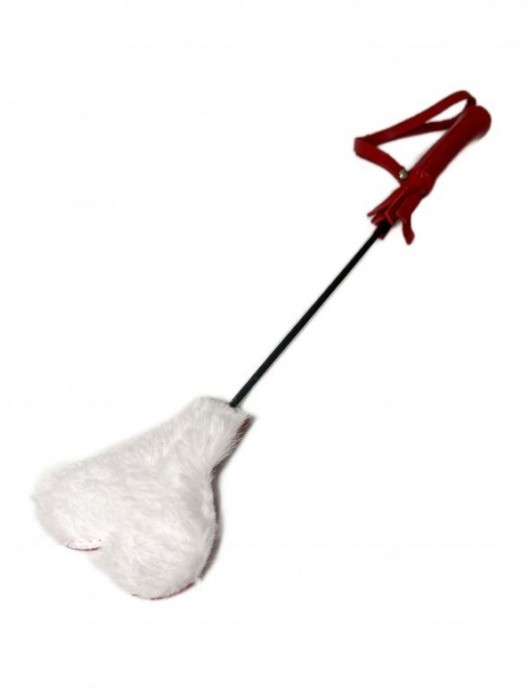 Красно-белый кожаный мини-стек - 36 см. - БДСМ Арсенал - купить с доставкой в Домодедово