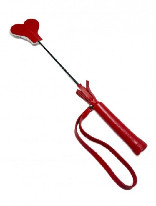 Красно-белый кожаный мини-стек - 36 см. - БДСМ Арсенал - купить с доставкой в Домодедово