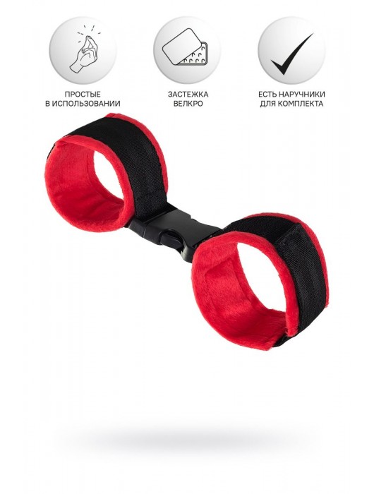 Красно-черные велюровые оковы Anonymo - ToyFa - купить с доставкой в Домодедово