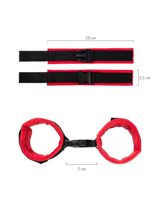 Красно-черные велюровые оковы Anonymo - ToyFa - купить с доставкой в Домодедово