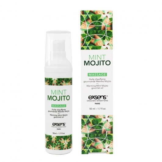 Разогревающее массажное масло с ароматом мохито Gourmet Mint Mojito - 50 мл. - Exsens - купить с доставкой в Домодедово