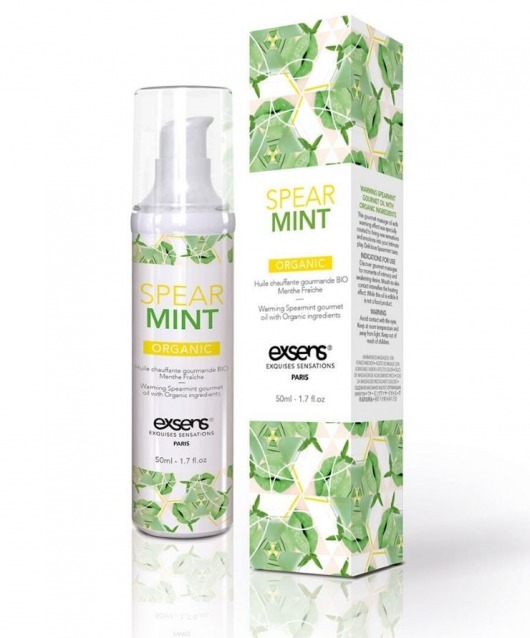 Разогревающее массажное масло Gourmet Spearmint Organic с органическими ингредиентами - 50 мл. - Exsens - купить с доставкой в Домодедово