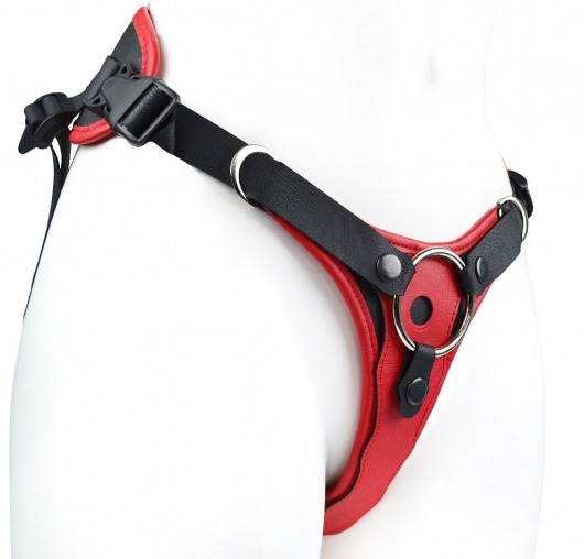 Красно-черный женский пояс с 2 способами крепления насадок - LOVETOY (А-Полимер) - купить с доставкой в Домодедово