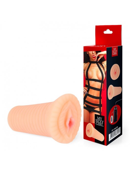 Реалистичный мастурбатор-вагина телесного цвета с вибрацией - Bior toys - в Домодедово купить с доставкой