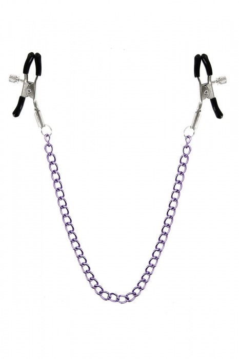 Зажимы для сосков с фиолетовой цепочкой Sweet Caress Nipple Chain - Sweet Caress - купить с доставкой в Домодедово