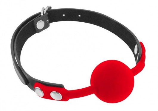 Красный кляп-шарик на черных ремешках - Fetish Tentation - купить с доставкой в Домодедово