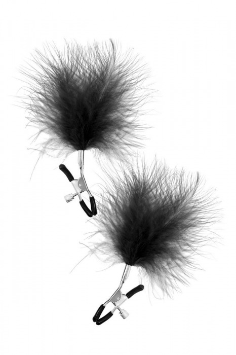 Зажимы на соски с черными пуховыми кисточками Sweet Caress Feather Nipple Clumps - Sweet Caress - купить с доставкой в Домодедово