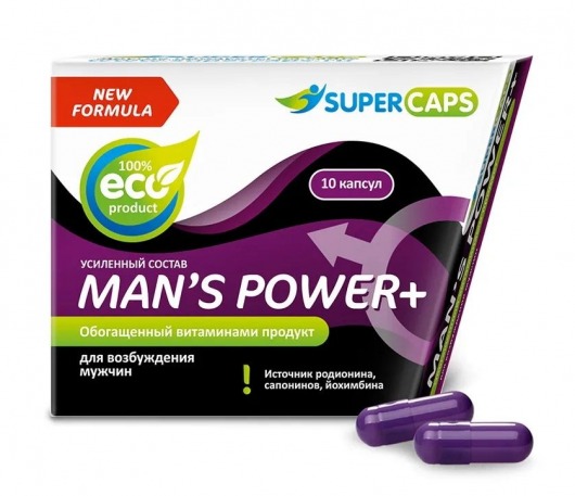 Возбуждающее средство для мужчин Mans Power plus - 10 капсул (0,35 гр.) +1 в подарок - SuperCaps - купить с доставкой в Домодедово