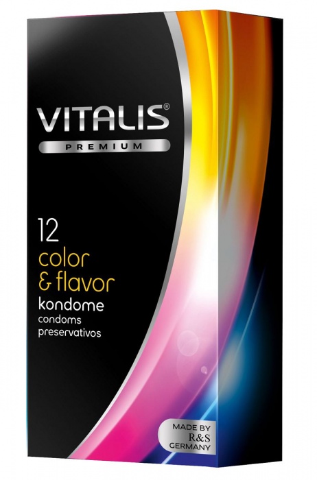 Цветные ароматизированные презервативы VITALIS PREMIUM color   flavor - 12 шт. - Vitalis - купить с доставкой в Домодедово